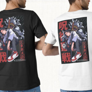 "تيشورتات أنمي جوجوتسو كايسن - تصميم ميغومي باللونين الأسود والأبيض"