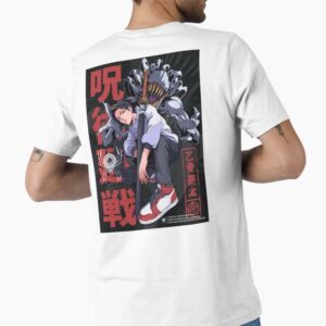 "تيشورت قطن ناعم باللون الأبيض مع شخصية ميغومي من أنمي جوجوتسو كايسن"