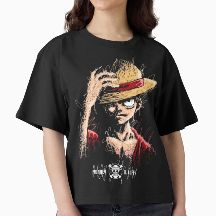 تيشورت لوفي الأسود العصري من قطن 100% لمحبي One Piece - Image 3