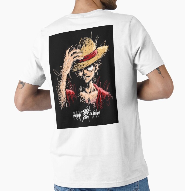 تيشورت لوفي الأبيض العصري من قطن 100% لمحبي One Piece
